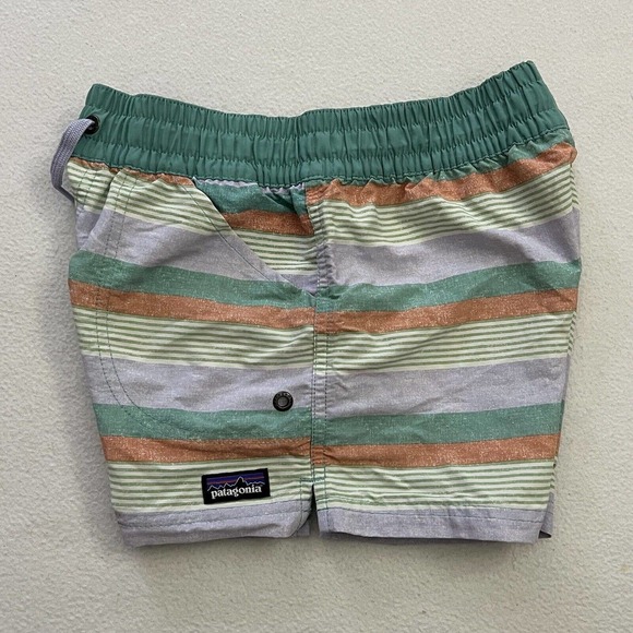 Patagonia Stripe Costa Rica Baggies Girl Elastic Drawstring Water Shorts 67087 L - Picture 8 of 11